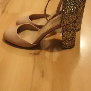 Dorothy Perkins Nude and Gold Glitter Heels